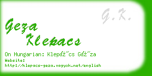 geza klepacs business card